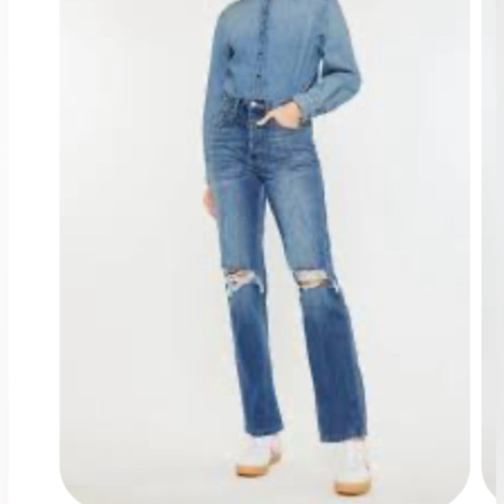 Kancan Ultra‎ High Rise 9/28 Straight Leg Button Fly Jeans Distressed